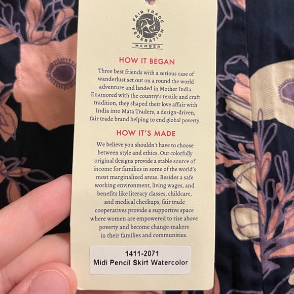 NWT MATA TRADERS Mid Skirt Pencil Watercolor Size S - Picture 5 of 9